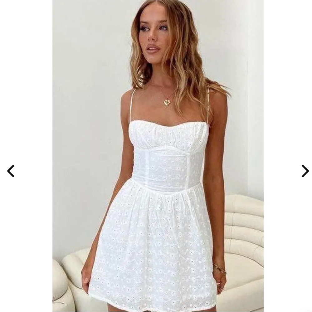 Princess Polly “McKilah” Eyelet Mini Dress – White – Size US 10 Petite – NWOT